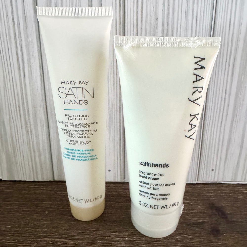 Mary Kay Satin Hands Set Protecting Softener and Fragrance Free Hand Cream NEW